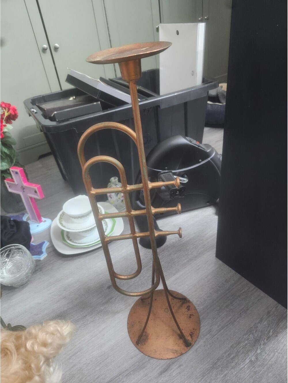Vintage Brass Trumpet Stand Holder